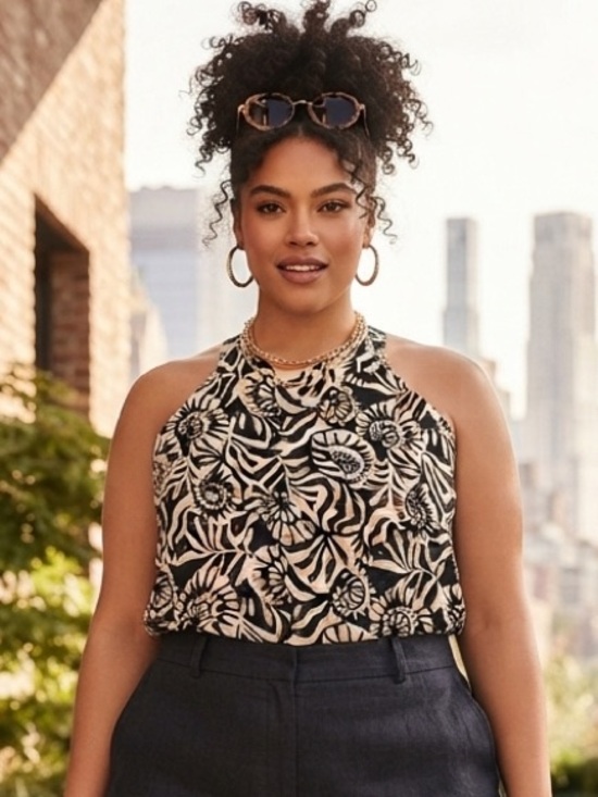 Nichole Miller Tops - Nicole Miller New York Linen Halter Tank Top Abstract Shell Print NEW!